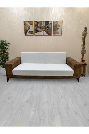 Afd Collection Polyester Süngersiz Düz Giydirmeli Lastikli Bej Tekli Koltuk Örtüsü 60x190 cm