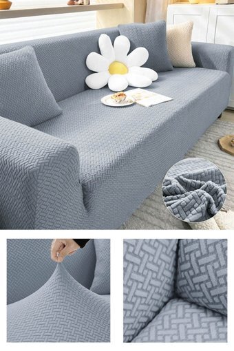 Faiend Jakarlı Süngersiz Tuğla Desenli Giydirmeli Gri Tekli Koltuk Örtüsü 230x180 cm