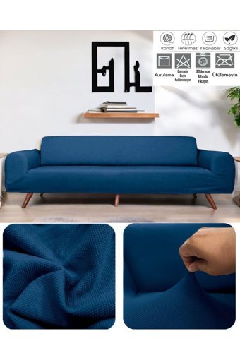 Seltenet Polyester Likralı Jakarlı Süngersiz Petek Desenli Giydirmeli Su Geçirmez Siyah Tekli Koltuk Örtüsü 180x230 cm