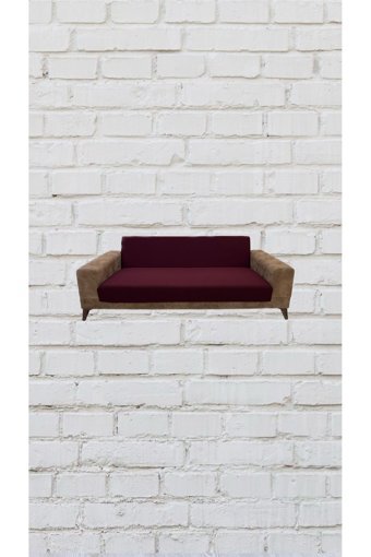 Şahane Ev Mikro Polyester Likralı Jakarlı Süngersiz Düz Giydirmeli Lastikli Bordo İkili Koltuk Örtüsü 78x55 cm