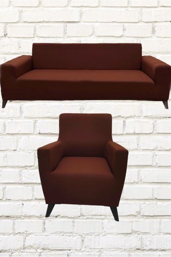 Şahane Ev Mikro Polyester Likralı Jakarlı Süngersiz Düz Giydirmeli Lastikli Turuncu Tekli Koltuk Örtüsü 85x55 cm