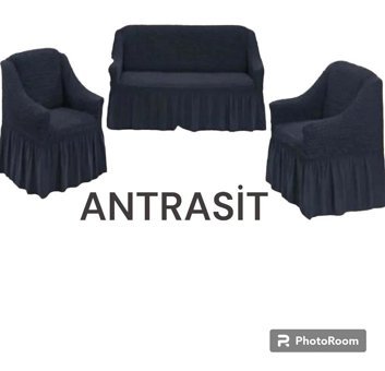 Furkanticaret Polyester Bürümcük Fırfırlı Süngersiz Kapitone Giydirmeli Krem 3-3 -1 Koltuk Örtüsü 80x120 cm