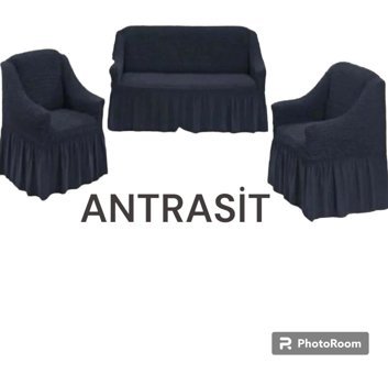Furkanticaret Polyester Bürümcük Fırfırlı Süngersiz Kapitone Giydirmeli Krem 3-3 -1 Koltuk Örtüsü 80x120 cm
