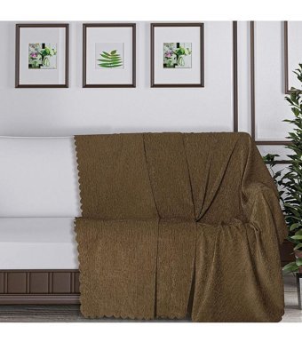 Solinas Collection Polyester Polar Süngersiz Düz Su Geçirmez Kahverengi Tekli Koltuk Örtüsü 180x215 cm