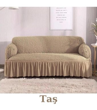 Furkanticaret Polyester Bürümcük Süngersiz Kapitone Giydirmeli Gri Üçlü Koltuk Örtüsü 180x230 cm