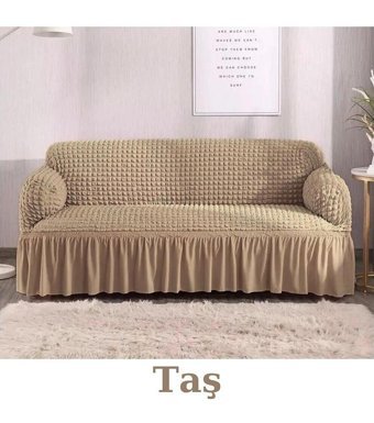 Furkanticaret Polyester Bürümcük Süngersiz Kapitone Giydirmeli Gri Üçlü Koltuk Örtüsü 180x230 cm