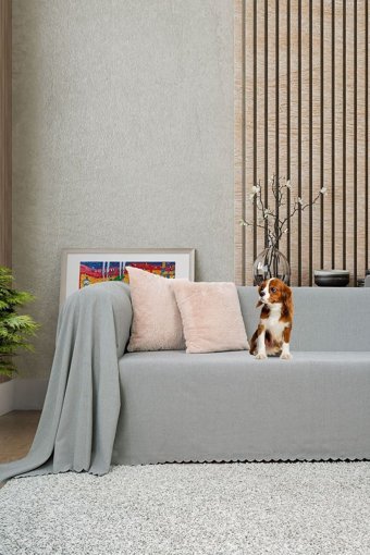 Latuda Concept Şönil Süngersiz Düz Gri Tekli Koltuk Örtüsü 175x300 cm