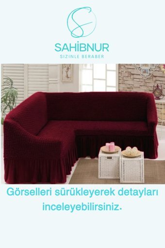 Sahibnur Pamuklu - Polyester Bürümcük Jakarlı Süngersiz Geometrik Desenli Giydirmeli Bordo Tekli Koltuk Örtüsü 180x350 cm