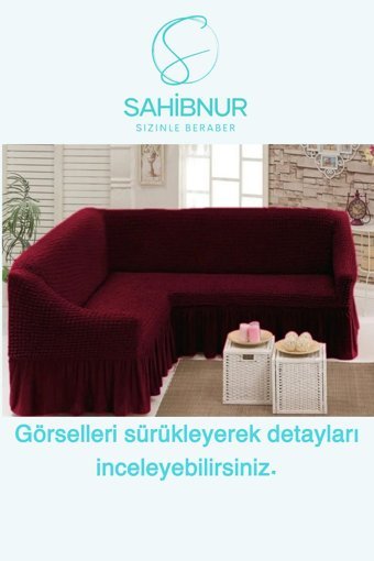 Sahibnur Pamuklu - Polyester Bürümcük Jakarlı Süngersiz Geometrik Desenli Giydirmeli Bordo Tekli Koltuk Örtüsü 180x350 cm