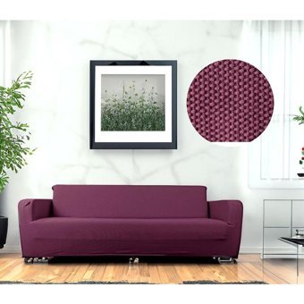 Etles Home Pamuklu - Polyester Likralı Jakarlı Süngersiz Armürlü Giydirmeli Gül Kurusu Üçlü Koltuk Örtüsü 230x160 cm