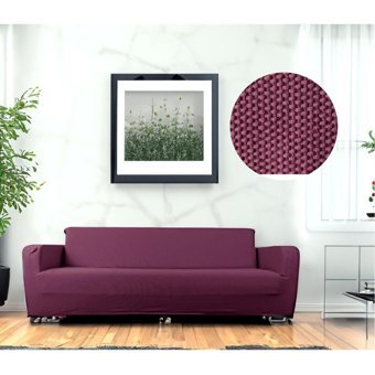 Etles Home Pamuklu - Polyester Likralı Jakarlı Süngersiz Armürlü Giydirmeli Gül Kurusu Üçlü Koltuk Örtüsü 230x160 cm