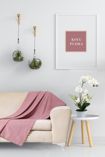 Soft Kare Porto Pamuklu - Polyester Polar Süngersiz Düz Su Geçirmez Pembe Tekli Koltuk Örtüsü 175x215 cm