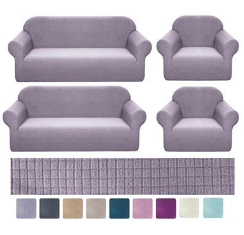 Riseler Home Pamuklu - Polyester Likralı Jakarlı Süngersiz Petek Desenli Giydirmeli Gri Üçlü Koltuk Örtüsü 180x230 cm