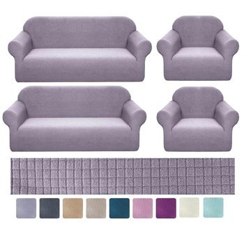 Riseler Home Pamuklu - Polyester Likralı Jakarlı Süngersiz Petek Desenli Giydirmeli Gri Üçlü Koltuk Örtüsü 180x230 cm