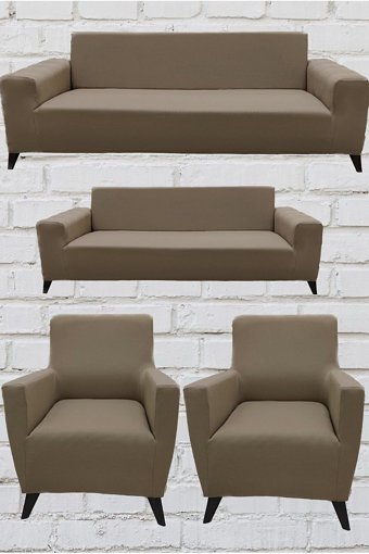 Şahane Ev Mikro Polyester Likralı Jakarlı Süngersiz Düz Giydirmeli Lastikli Kahverengi Üçlü Koltuk Örtüsü 28x32 cm
