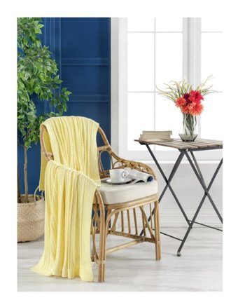 Betires Home TZ-14017 Akrilik-Pamuklu Süngersiz Sarı Tekli Koltuk Örtüsü 130x170 cm