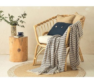 English Home Lina Pamuklu Kanvas Saçaklı Süngersiz Armürlü Kırmızı Tekli Koltuk Örtüsü 130x170 cm
