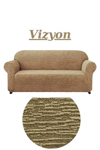 Uytm Likralı Jakarlı Süngerli Çizgili Giydirmeli Kahverengi Tekli Koltuk Örtüsü 180x230 cm