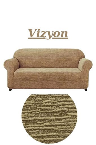 Uytm Likralı Jakarlı Süngerli Çizgili Giydirmeli Kahverengi Tekli Koltuk Örtüsü 180x230 cm