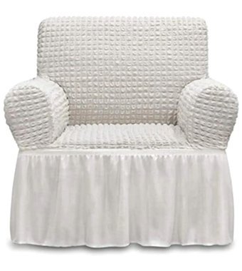 Eldost Ticaret Pamuklu - Polyester Bürümcük Jakarlı Süngersiz Armürlü Giydirmeli Bej Tekli Koltuk Örtüsü 70x115 cm