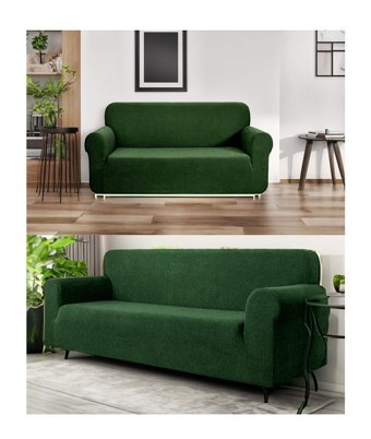 Etles Home Pamuklu - Polyester Likralı Jakarlı Süngersiz Armürlü Giydirmeli Yeşil Altılı Koltuk Örtüsü 180x230 cm