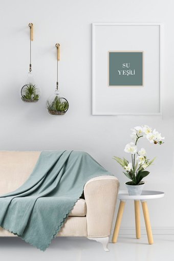 Soft Kare Porto Pamuklu - Polyester Polar Süngersiz Düz Su Geçirmez Yeşil Tekli Koltuk Örtüsü 175x215 cm