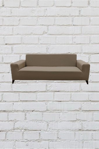 Şahane Ev Mikro Polyester Likralı Jakarlı Süngersiz Düz Giydirmeli Lastikli Kahverengi İkili Koltuk Örtüsü 55x8 cm