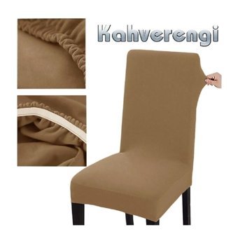 Abeltrade Polyester Likralı Süngersiz Düz Giydirmeli Lastikli Kahverengi Dörtlü Koltuk Örtüsü 35x100 cm
