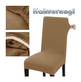 Abeltrade Polyester Likralı Süngersiz Düz Giydirmeli Lastikli Kahverengi Dörtlü Koltuk Örtüsü 35x100 cm