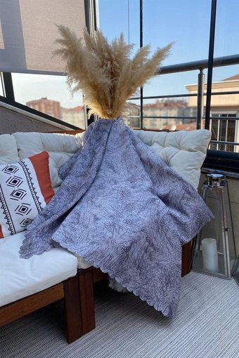 Zeyhan Tekstil Kadife Polar Süngerli Çizgili Su Geçirmez Gri Tekli Koltuk Örtüsü 170x220 cm