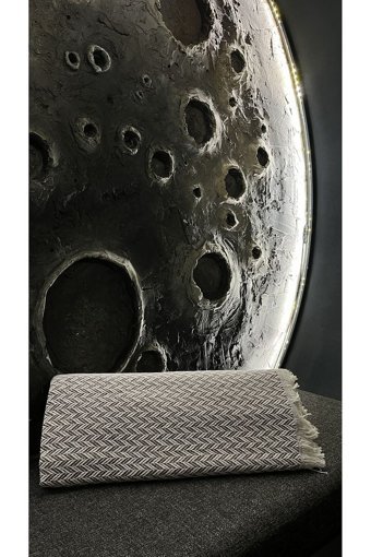 Nasır Home Pamuklu Saçaklı Süngersiz Geometrik Desenli Kahverengi Tekli Koltuk Örtüsü 170x210 cm