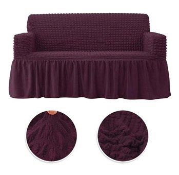 Uytm Polyester Bürümcük-Likralı Drapeli Süngerli Çizgili Giydirmeli Mor Tekli Koltuk Örtüsü 230x180 cm