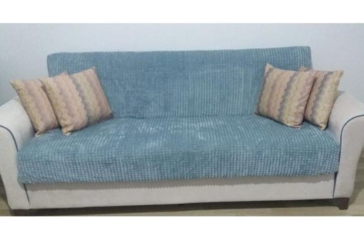 Armada Polyester Likralı Süngersiz Çizgili Giydirmeli Lastikli Mavi Tekli Koltuk Örtüsü 175x215 cm