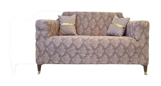 Güzelevim GZL-00000352 Polyester Jakarlı Süngersiz Damask Desenli Giydirmeli Lastikli Kahverengi İkili Koltuk Örtüsü 150x180 cm