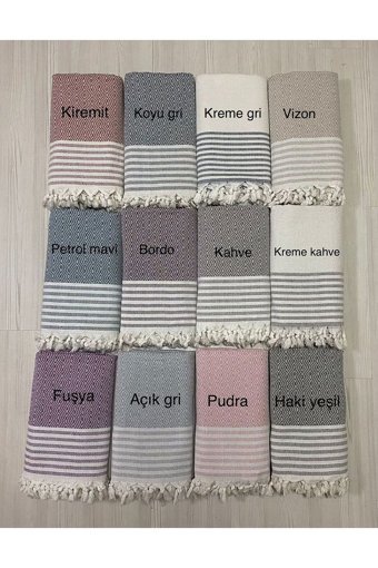 Poliko Evtekstili Pamuklu Örgü Püsküllü Süngersiz Geometrik Desenli Turuncu Tekli Koltuk Örtüsü 170x210 cm