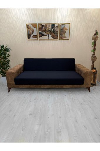 Afd Collection Polyester Süngersiz Düz Giydirmeli Lastikli Siyah Tekli Koltuk Örtüsü 60x190 cm