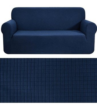 Bibaha Polyester Likralı Süngersiz Kareli Giydirmeli Lastikli Lacivert Tekli Koltuk Örtüsü 180x230 cm