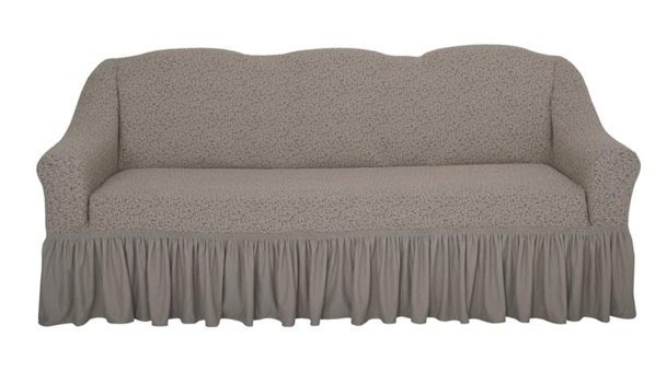 Venera Pamuklu - Polyester Likralı Drapeli Süngerli Düz Giydirmeli Gri Tekli Koltuk Örtüsü
