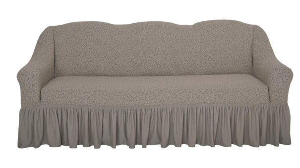 Venera Pamuklu - Polyester Likralı Drapeli Süngerli Düz Giydirmeli Gri Tekli Koltuk Örtüsü