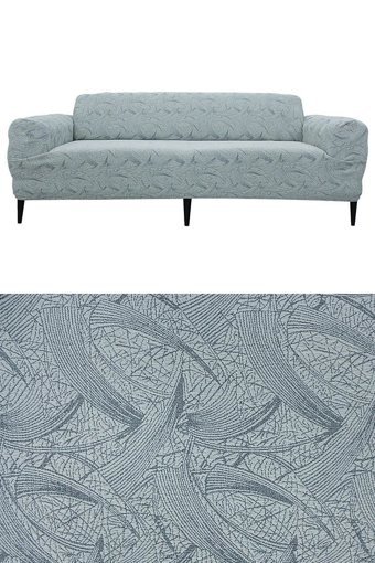 Tuchmall Polyester Likralı Jakarlı Süngerli Geometrik Desenli Giydirmeli Gri Tekli Koltuk Örtüsü 180x230 cm