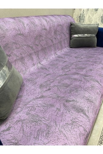 Miray Tekstil Kadife Süngerli Çizgili Mor Tekli Koltuk Örtüsü 170x210 cm