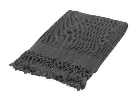 Buldan Pamuklu Kanvas Püsküllü Süngersiz Armürlü Gri Üçlü Koltuk Örtüsü 130x170 cm