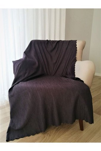 As Homes Pamuklu - Polyester Süngersiz Düz Gri Tekli Koltuk Örtüsü 175x215 cm