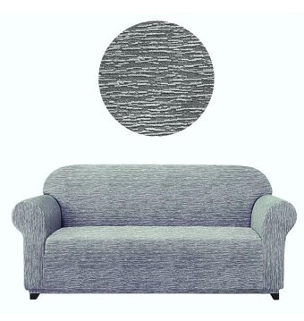 Sahibnur Polyester Likralı Jakarlı Süngersiz Düz Giydirmeli Gri Üçlü Koltuk Örtüsü 180x230 cm