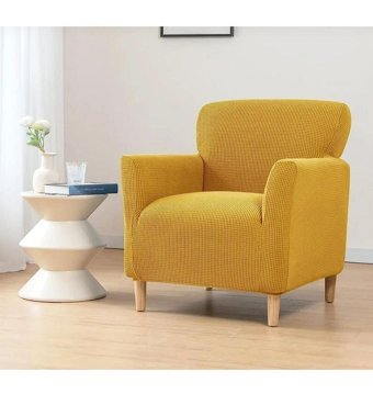 Uzhanem Pamuklu - Polyester-Viskon Bürümcük-Likralı Süngerli Armürlü Giydirmeli Sarı Tekli Koltuk Örtüsü 60x85 cm