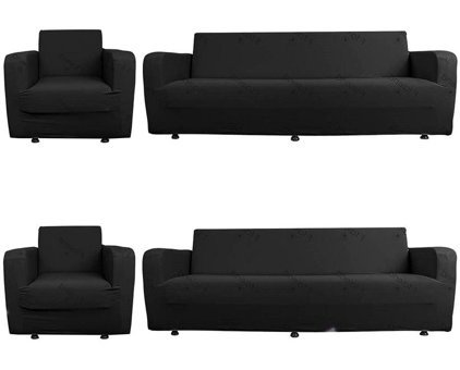 Any Polyester Süngersiz Düz Giydirmeli Lastikli Siyah Dörtlü Koltuk Örtüsü 70x230 cm