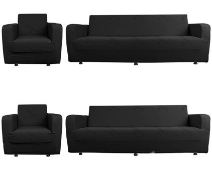Any Polyester Süngersiz Düz Giydirmeli Lastikli Siyah Dörtlü Koltuk Örtüsü 70x230 cm
