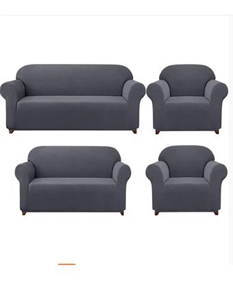 Güzelevim Polyester Likralı Süngersiz Düz Giydirmeli Krem 3-2-1-1 Koltuk Örtüsü 180x230 cm