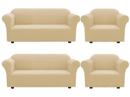 Elgeyar Balpeteği 3311 Polyester Likralı Jakarlı Süngersiz Armürlü Giydirmeli Lastikli Kaymaz Bej Sekizli Koltuk Örtüsü 180x230 cm