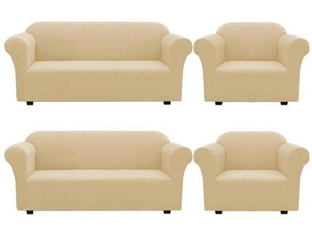 Elgeyar Balpeteği 3311 Polyester Likralı Jakarlı Süngersiz Armürlü Giydirmeli Lastikli Kaymaz Bej Sekizli Koltuk Örtüsü 180x230 cm